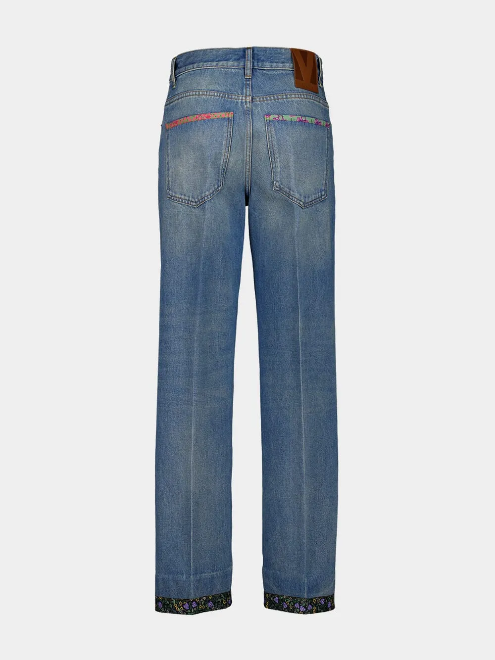 Medium Blue Denim Trousers with Floral Detail sold by Fashion Clinic product image thumbnail 3