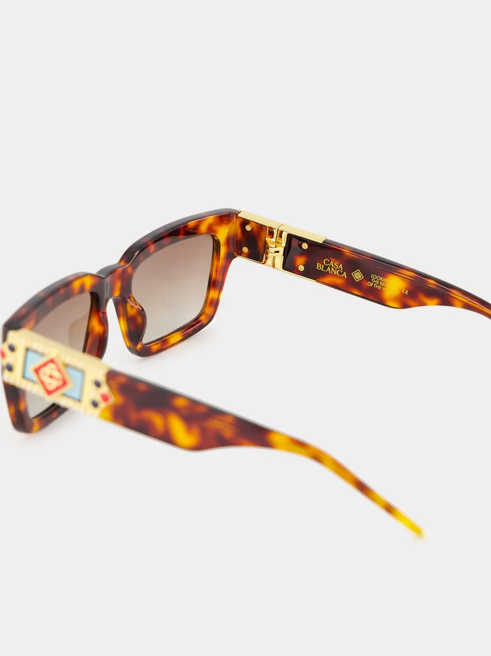 Tortoiseshell Gold-Plated Monogram Sunglasses sold by Fashion Clinic product image thumbnail 4
