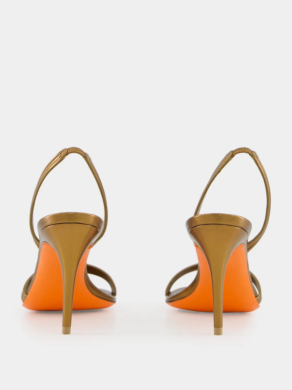 Gold Leather Mid-Heel Sandals sold by Fashion Clinic product image thumbnail 5