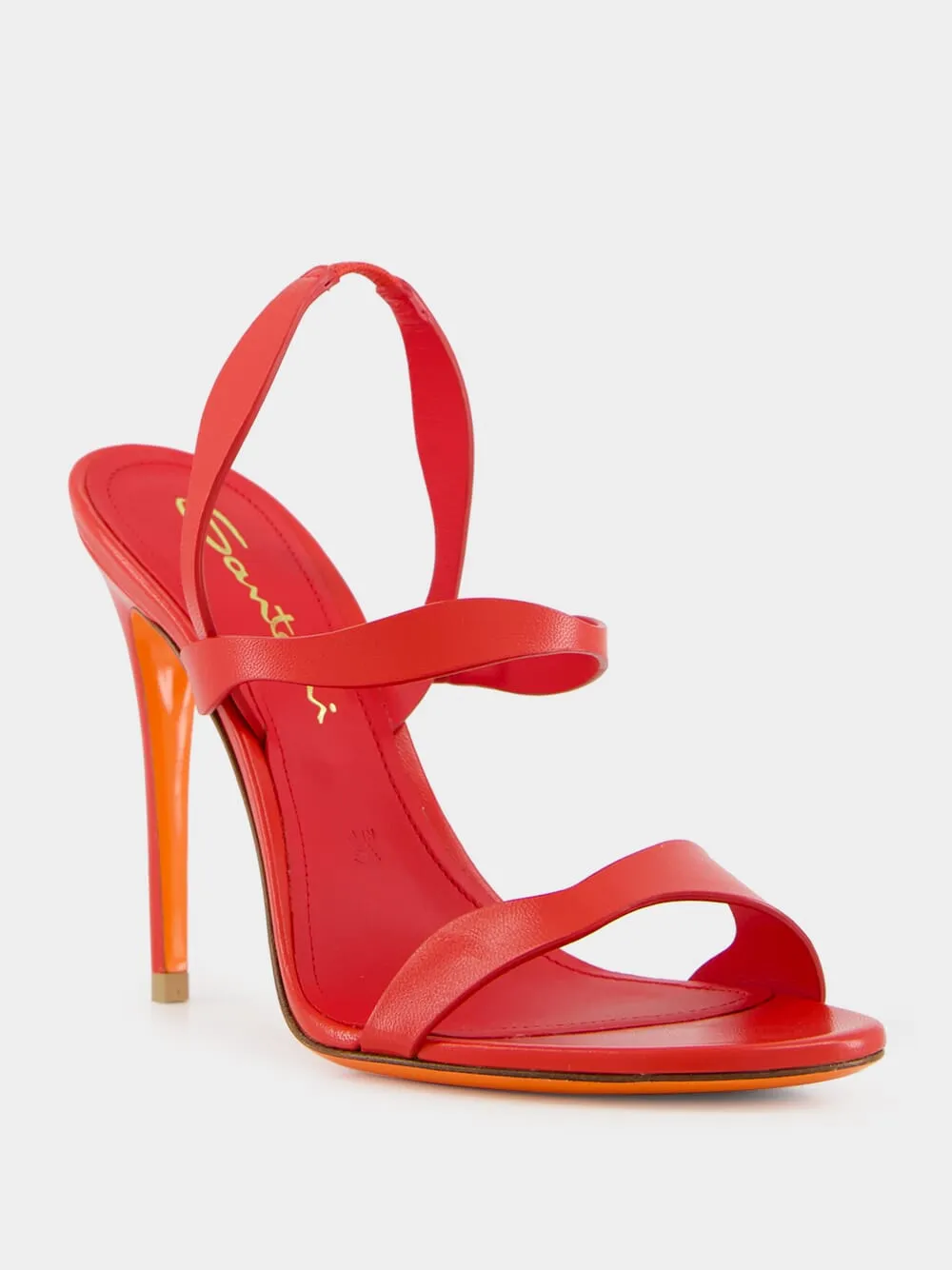 Red Leather High-Heel Sandals sold by Fashion Clinic product image thumbnail 2