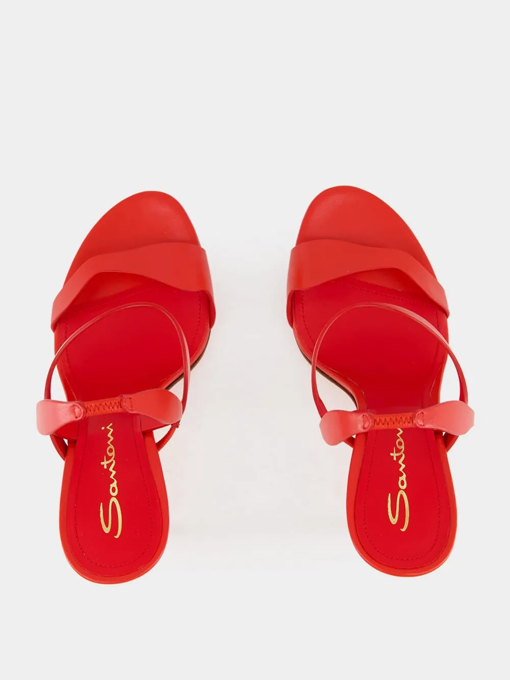 Red Leather High-Heel Sandals sold by Fashion Clinic product image thumbnail 4