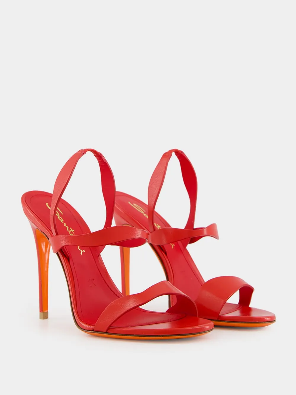 Red Leather High-Heel Sandals sold by Fashion Clinic product image thumbnail 3