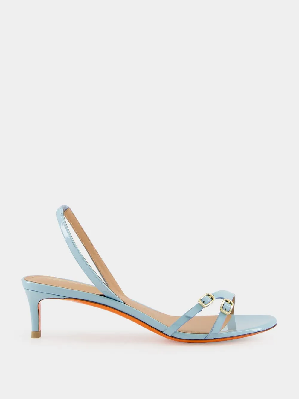 Light Blue Patent Leather Mid-Heel Sandals sold by Fashion Clinic