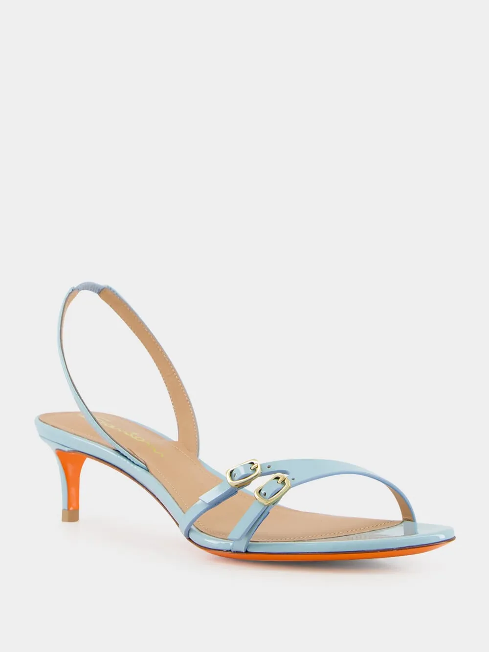 Light Blue Patent Leather Mid-Heel Sandals sold by Fashion Clinic product image thumbnail 2