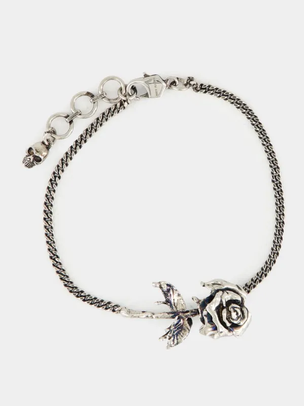 Antique Silver Dipped Rose Bracelet sold by Fashion Clinic