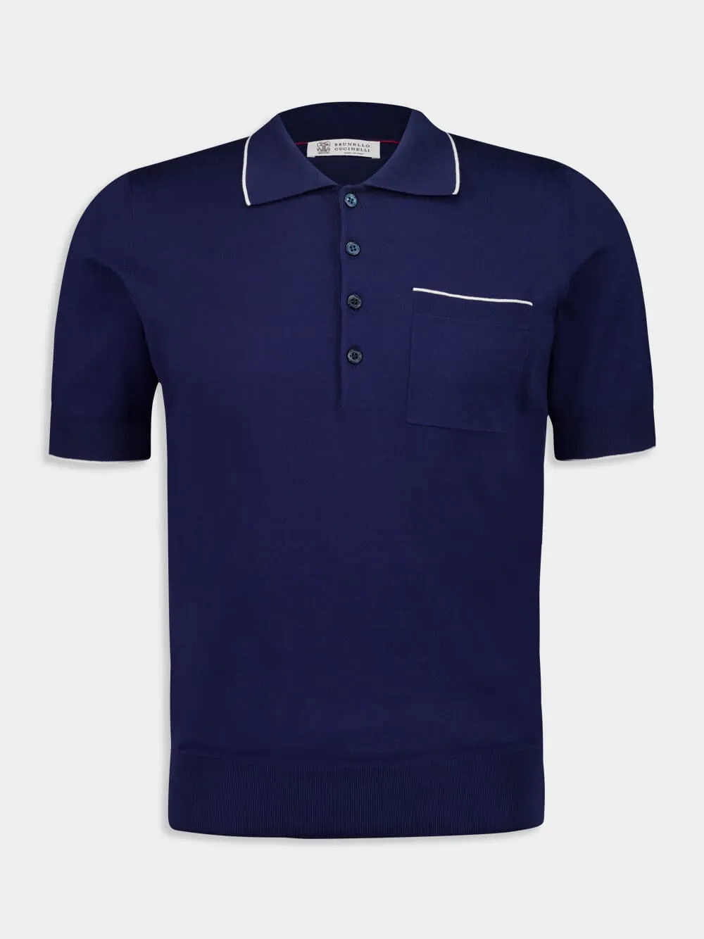 Deep Blue Short-Sleeve Polo Sweater sold by Fashion Clinic