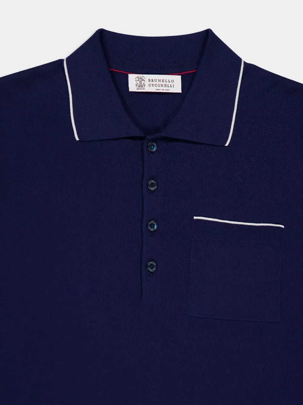 Deep Blue Short-Sleeve Polo Sweater sold by Fashion Clinic product image thumbnail 3