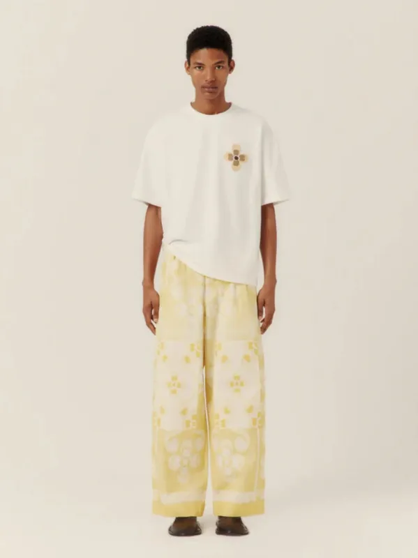 Ecru Floral Bouclé Embroidered T-Shirt sold by Fashion Clinic