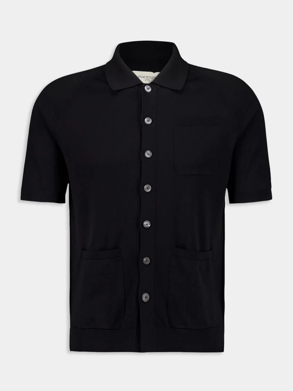 Black Short-Sleeve Button-Up Shirt sold by Fashion Clinic