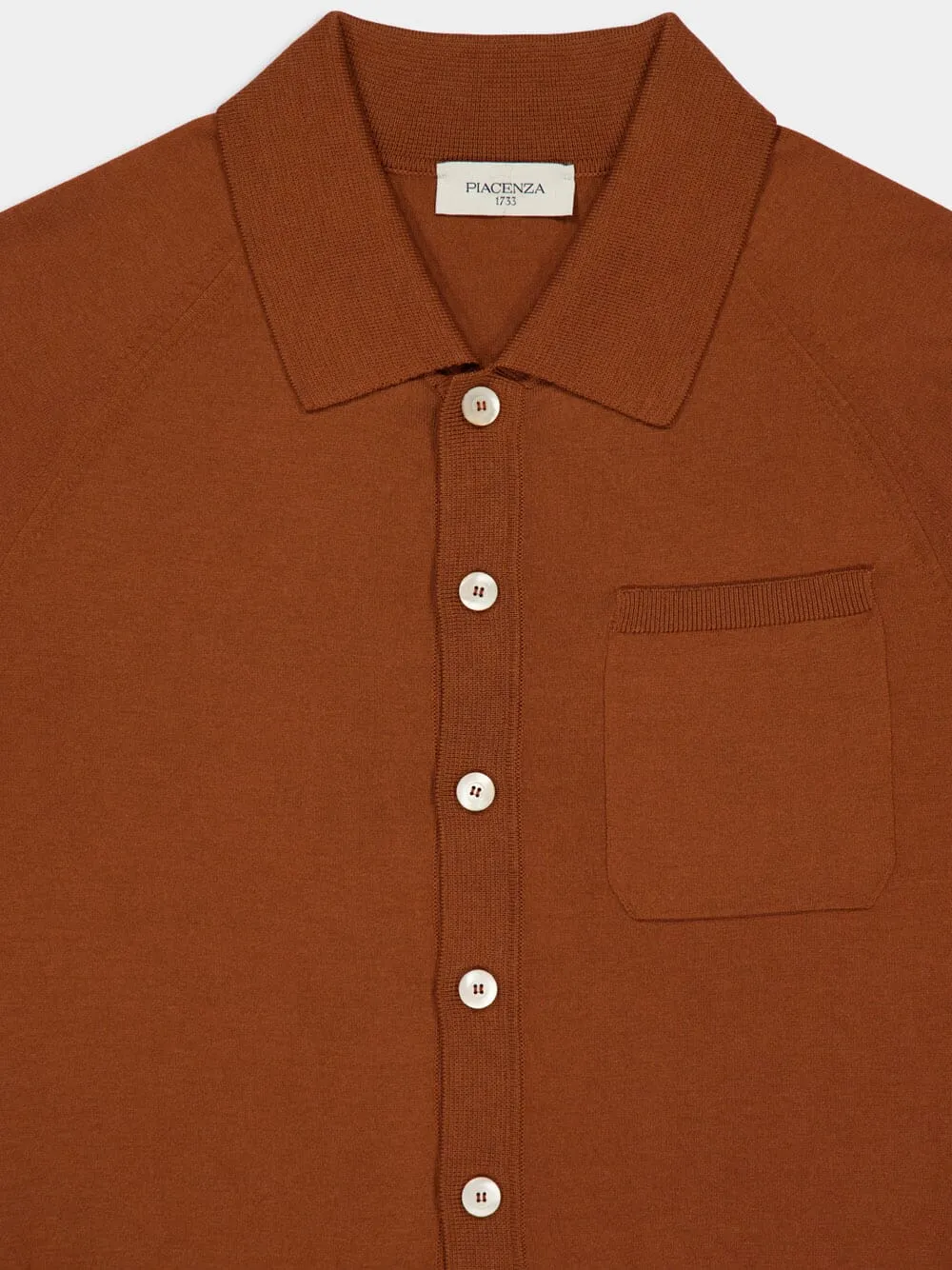 Brick Red Short-Sleeve Button-Up Shirt sold by Fashion Clinic product image thumbnail 3