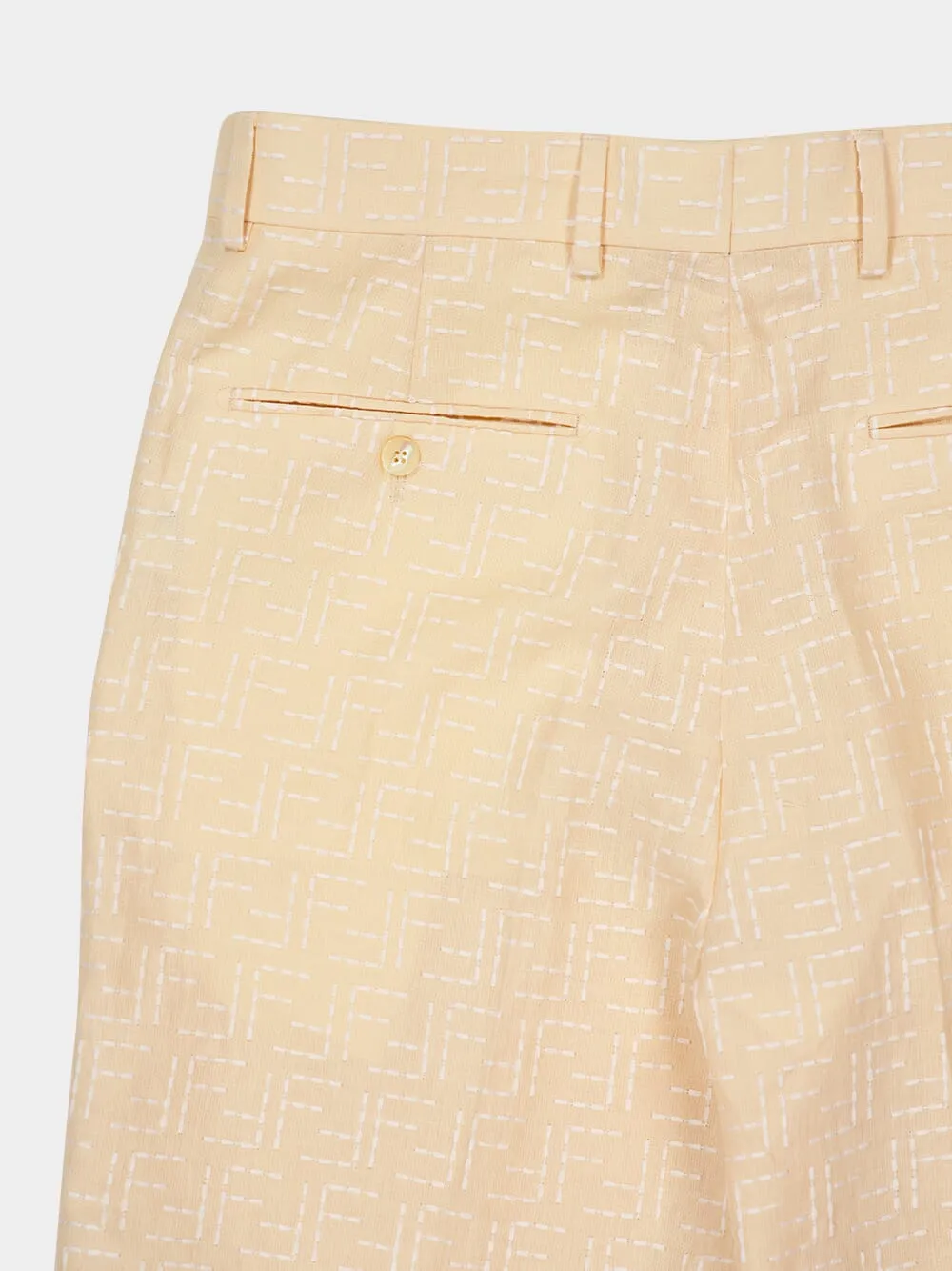 Yellow Linen Jacquard Bermuda Shorts sold by Fashion Clinic product image thumbnail 4