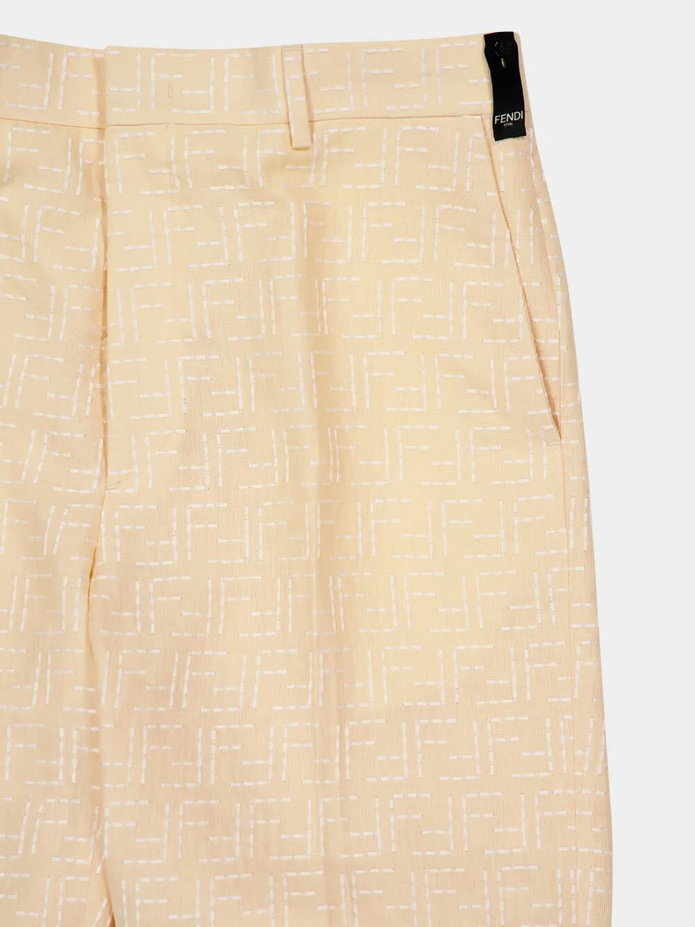 Yellow Linen Jacquard Bermuda Shorts sold by Fashion Clinic product image thumbnail 3