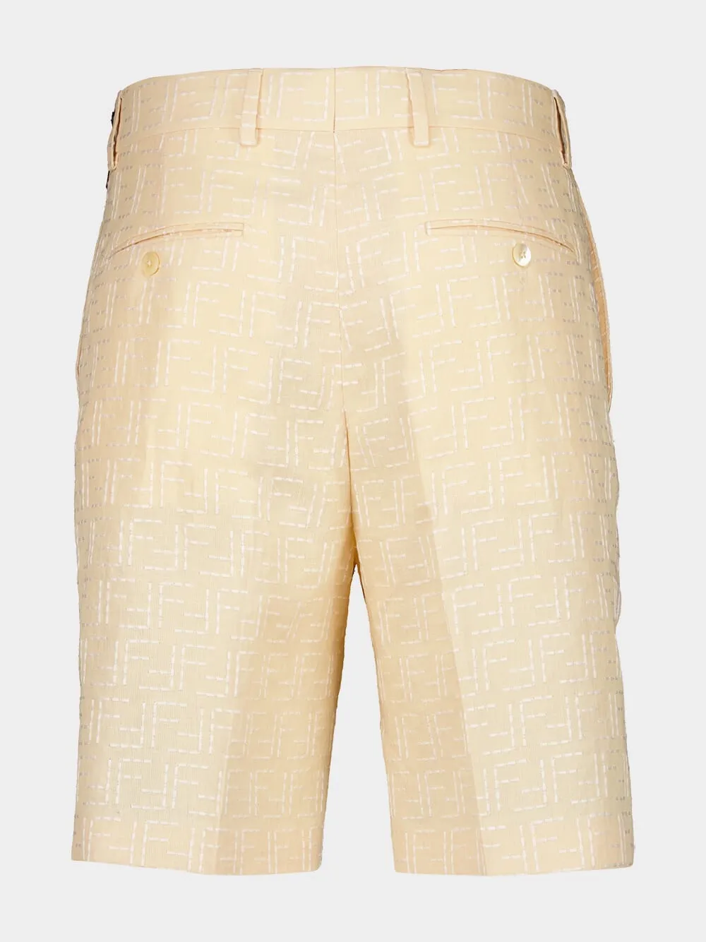 Yellow Linen Jacquard Bermuda Shorts sold by Fashion Clinic product image thumbnail 2