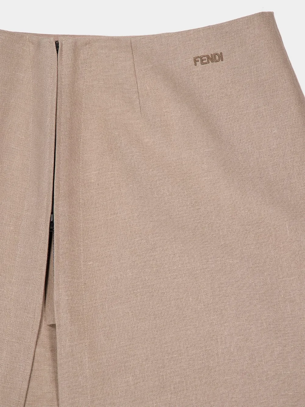 Beige Waxed Linen Midi Skirt sold by Fashion Clinic product image thumbnail 5