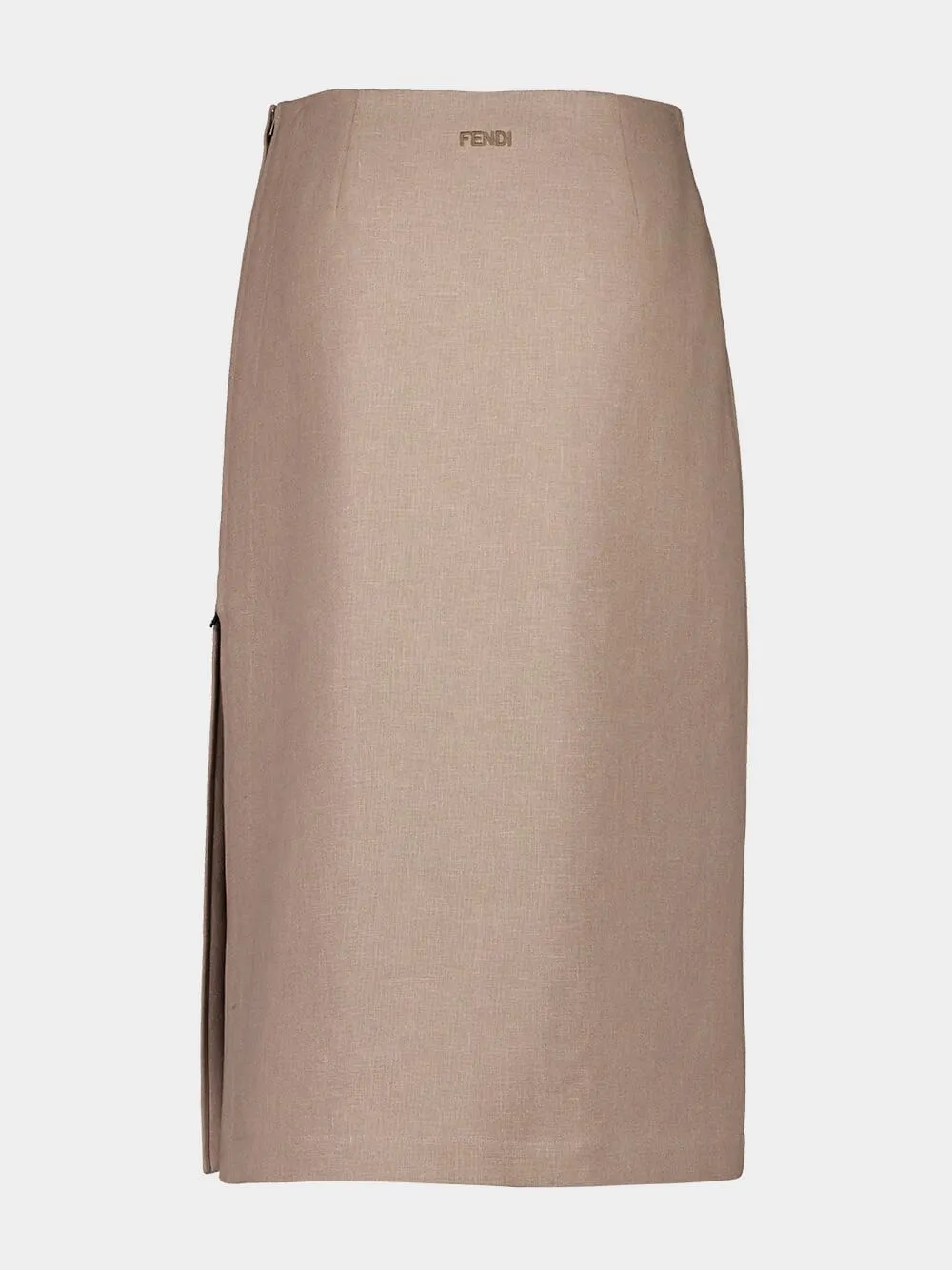 Beige Waxed Linen Midi Skirt sold by Fashion Clinic product image thumbnail 3