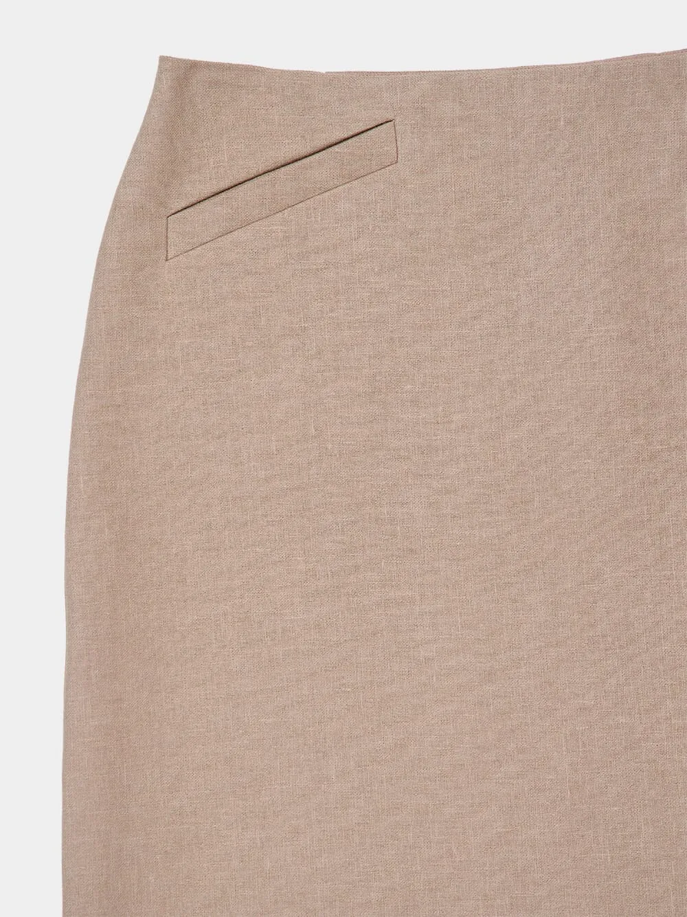 Beige Waxed Linen Midi Skirt sold by Fashion Clinic product image thumbnail 4