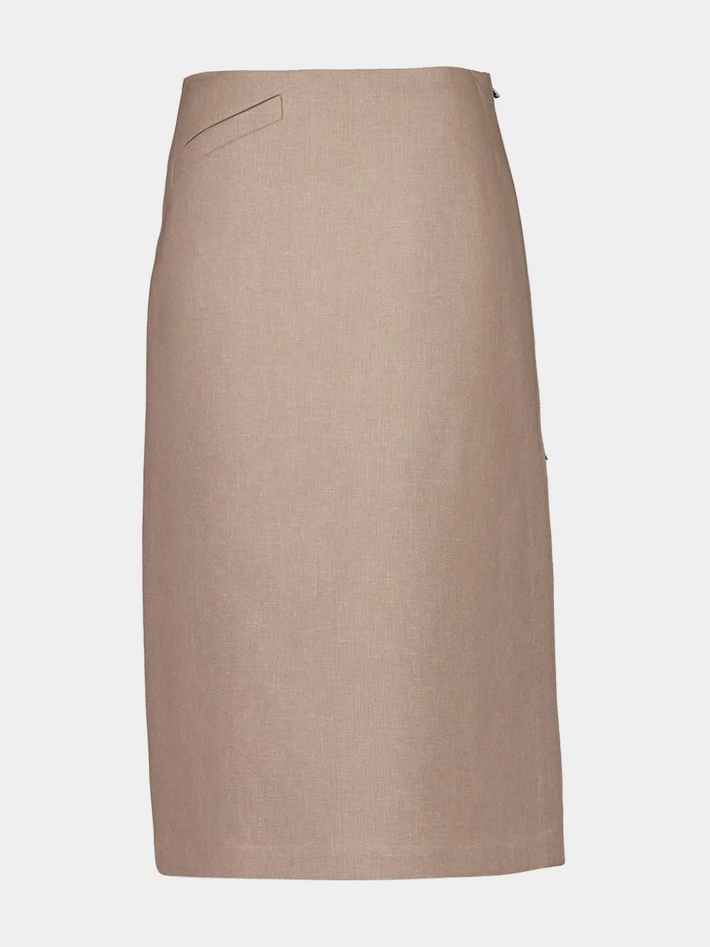 Beige Waxed Linen Midi Skirt sold by Fashion Clinic