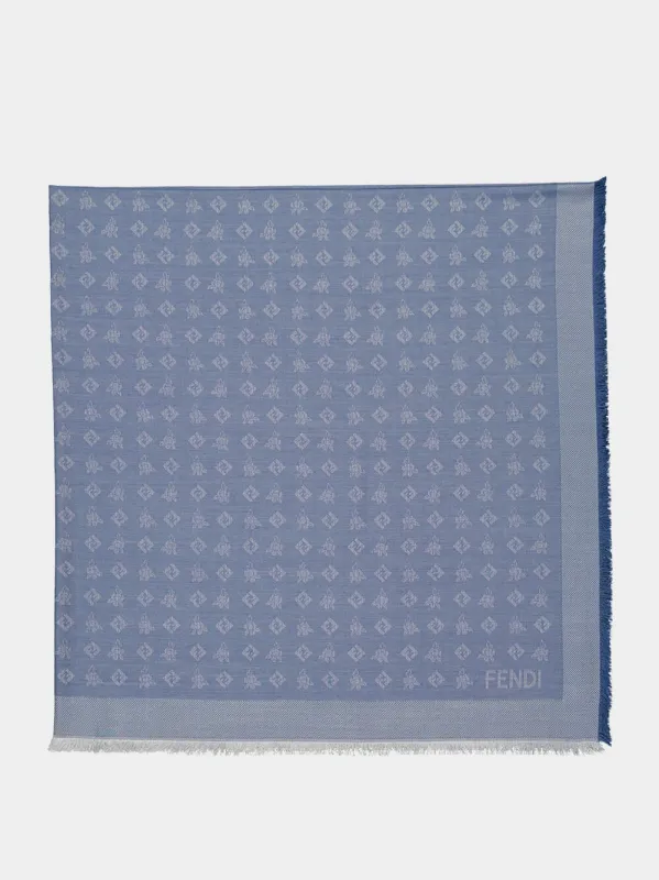 Blue FF Silk and Wool Shawl sold by Fashion Clinic