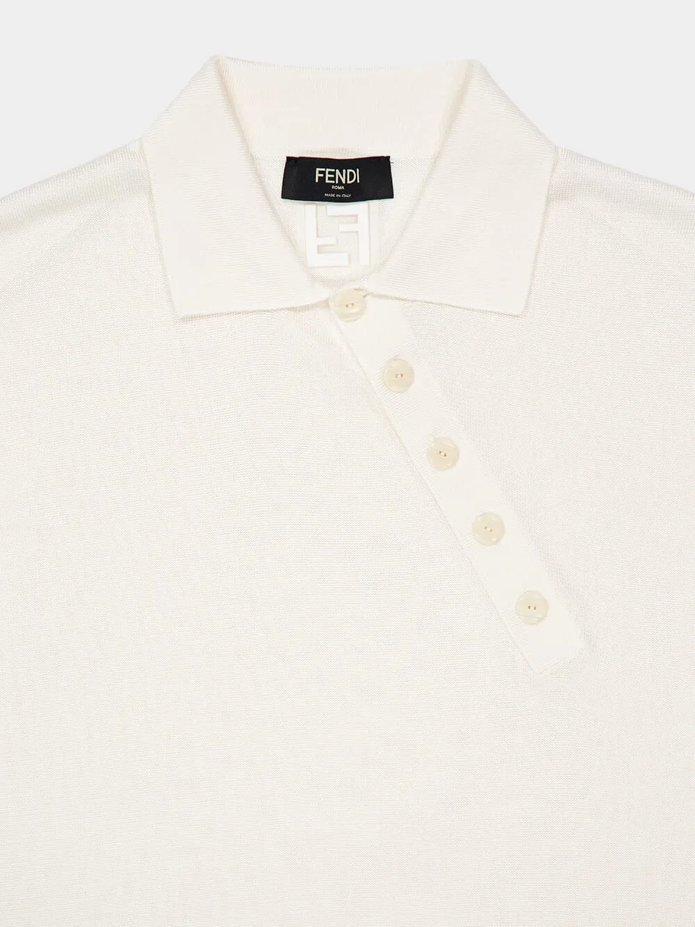 White Asymmetric Button Polo Shirt sold by Fashion Clinic product image thumbnail 3