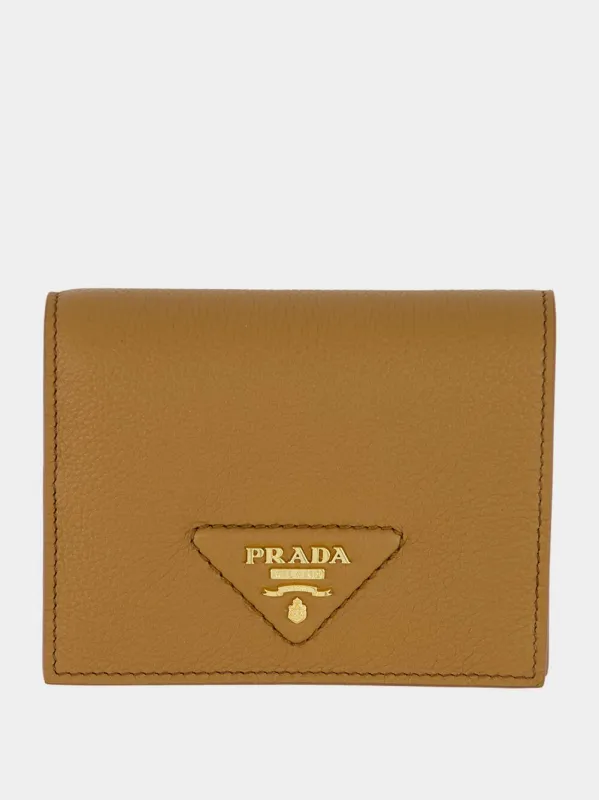 Small Caramel Brown Leather Wallet sold by Fashion Clinic