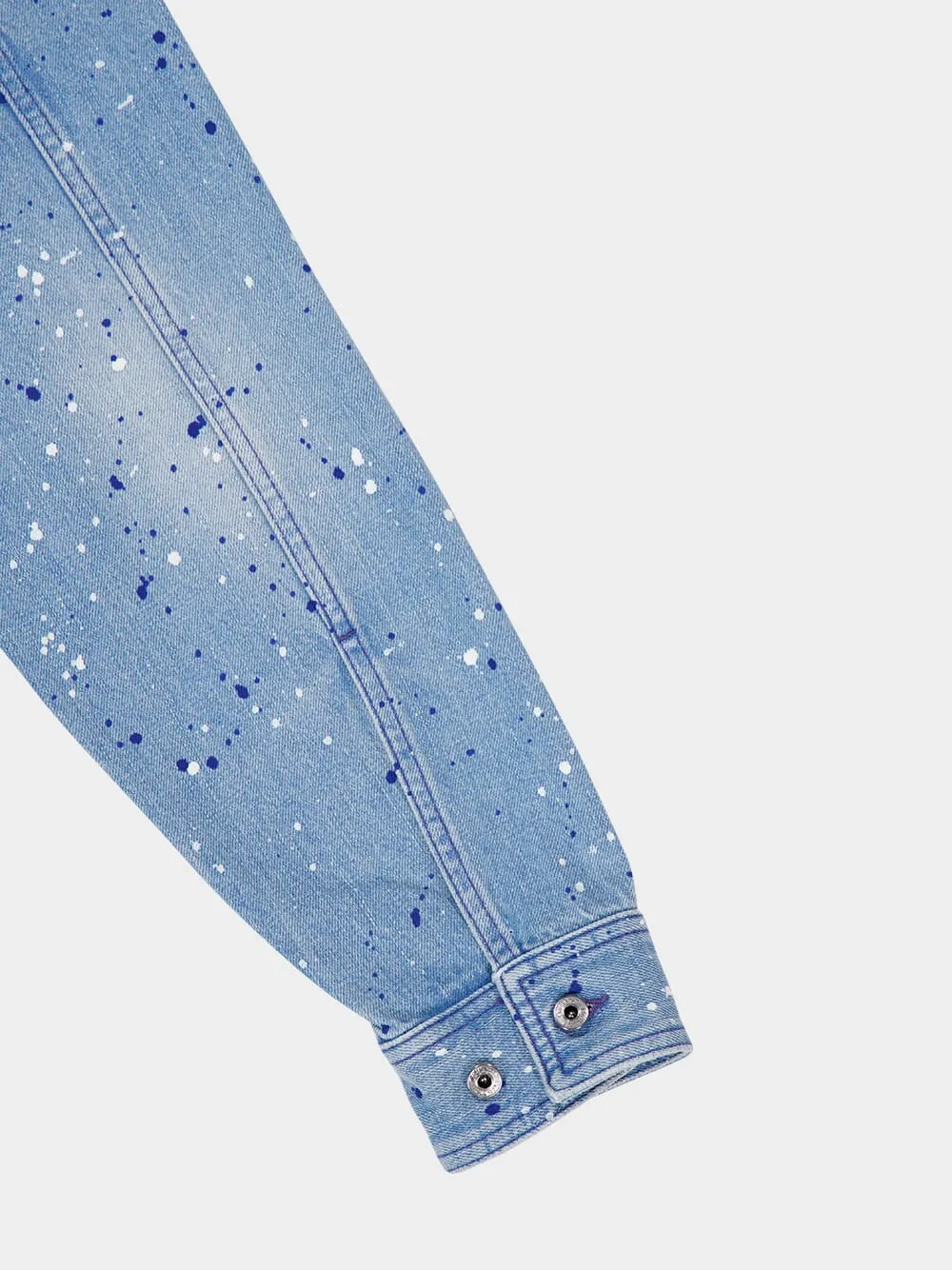 Blue Paint Effect Military Denim Shirt sold by Fashion Clinic product image thumbnail 4