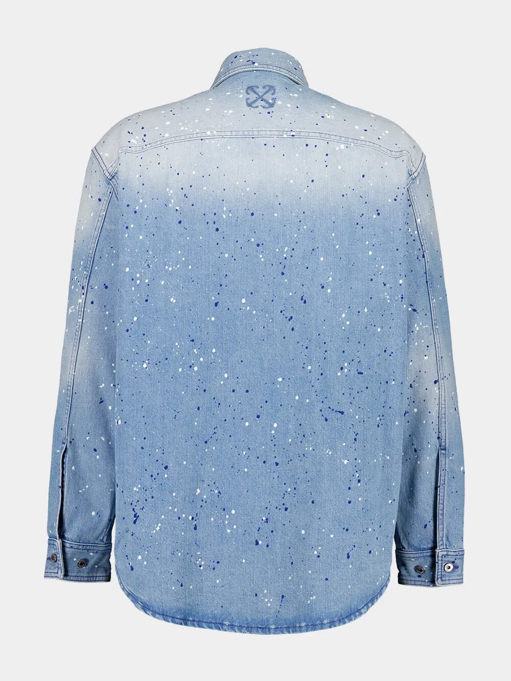 Blue Paint Effect Military Denim Shirt sold by Fashion Clinic product image thumbnail 2