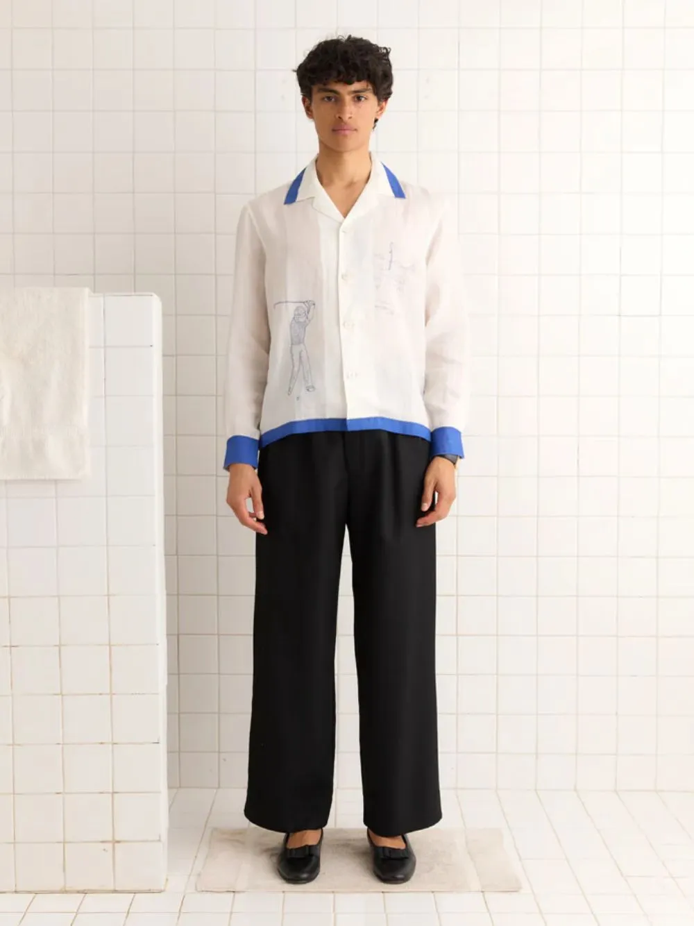 White and Blue Club Champion Long Sleeve Shirt sold by Fashion Clinic product image thumbnail 2