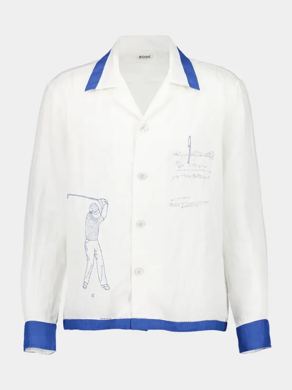 White and Blue Club Champion Long Sleeve Shirt sold by Fashion Clinic