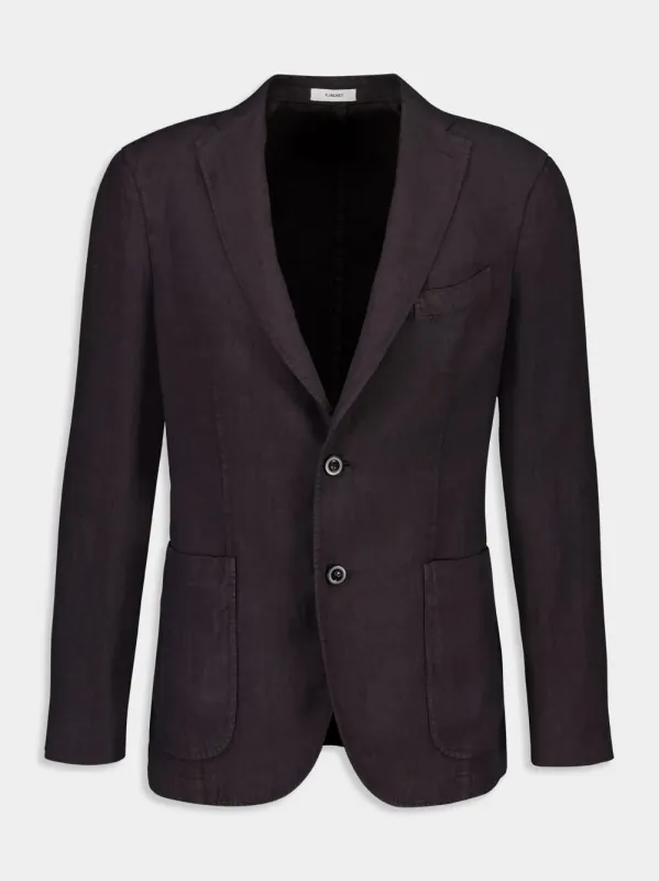 Brown Linen Two-Button Blazer sold by Fashion Clinic