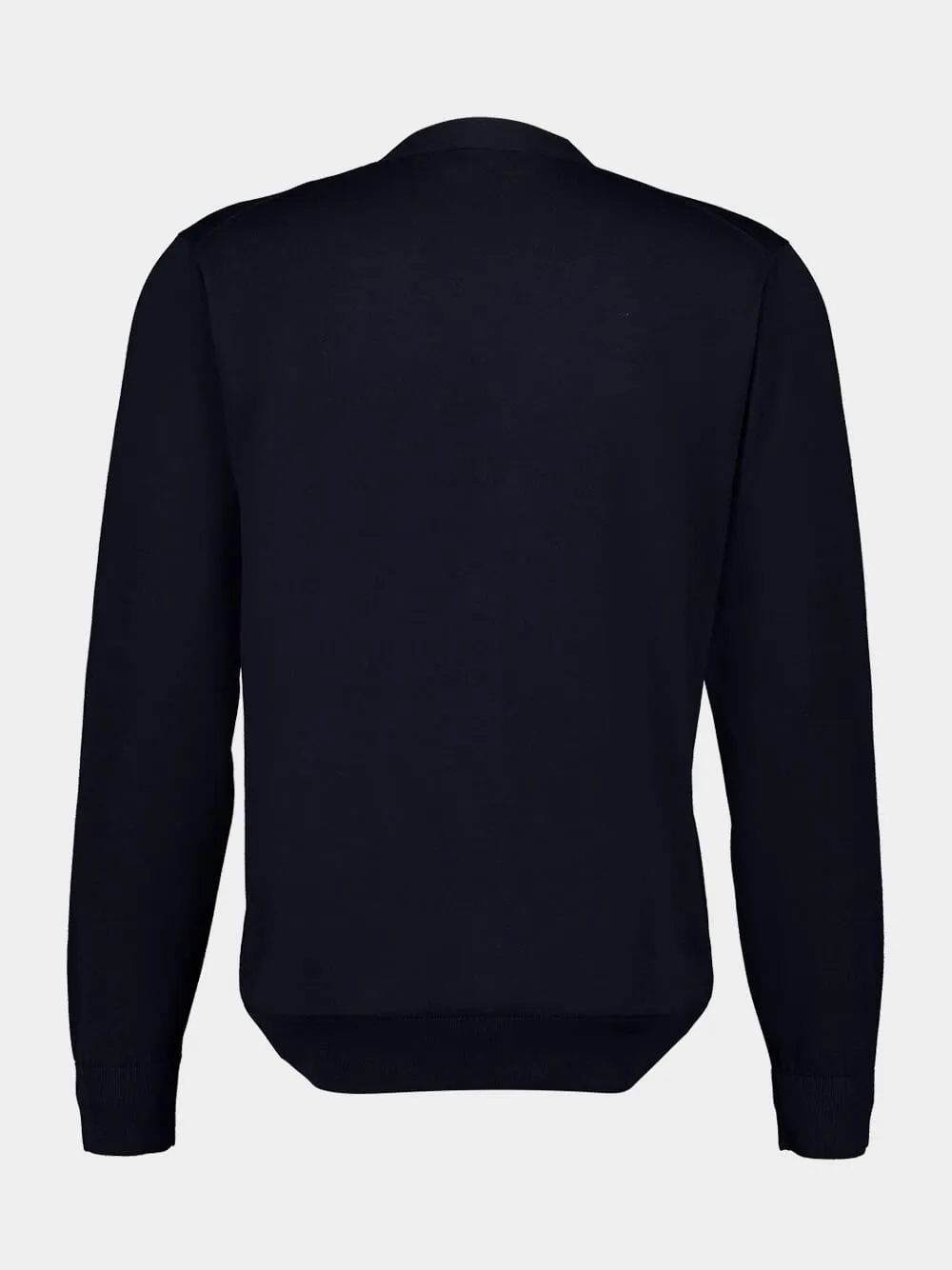 Navy Blue V-Neck Buttoned Cotton Cardigan sold by Fashion Clinic product image thumbnail 2