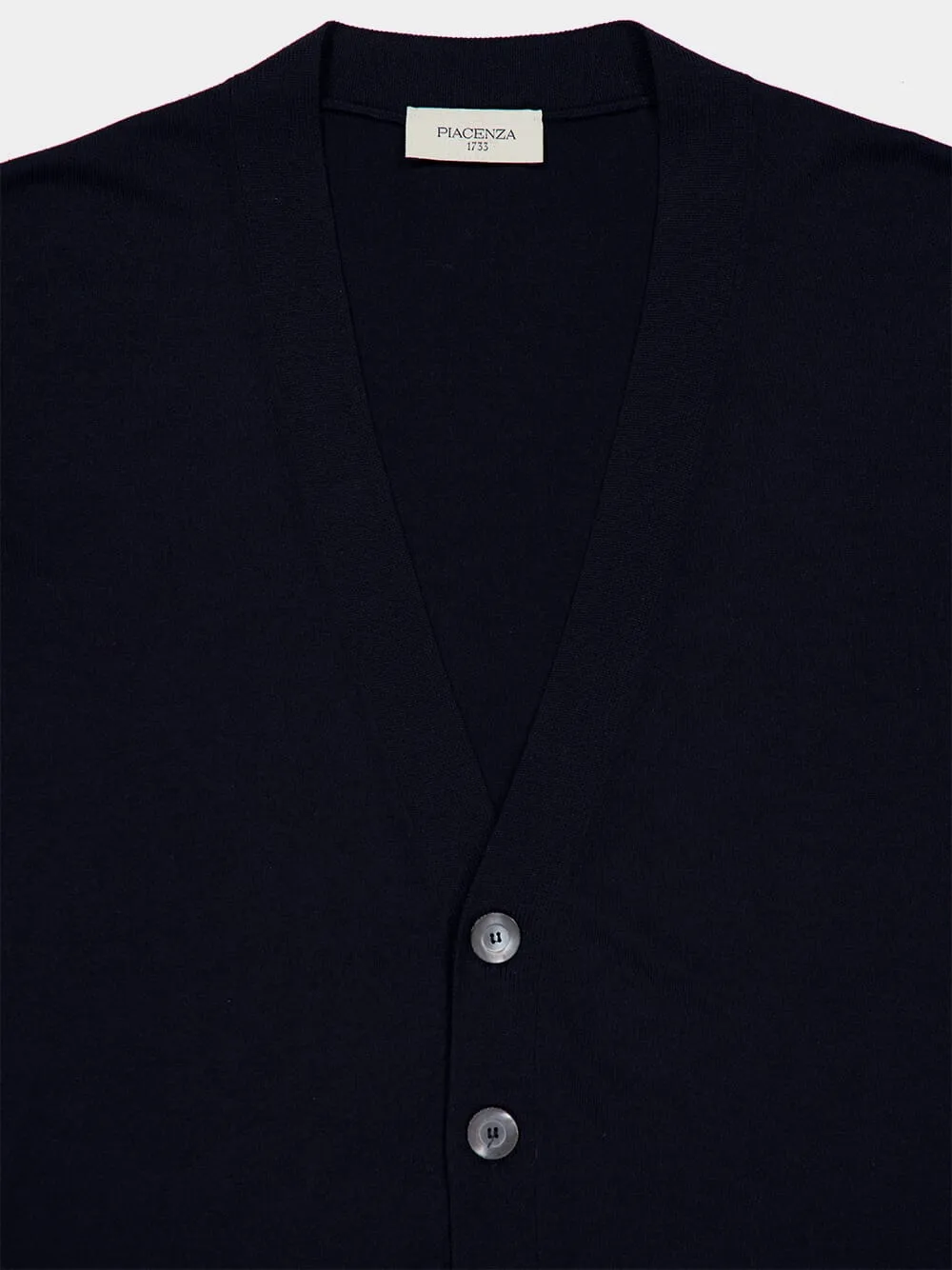 Navy Blue V-Neck Buttoned Cotton Cardigan sold by Fashion Clinic product image thumbnail 3