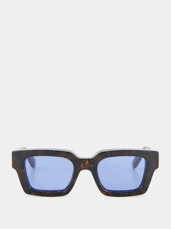 Havana and Blue Virgil Square Sunglasses sold by Fashion Clinic
