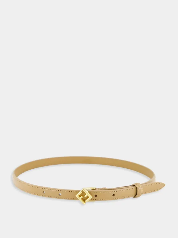 Beige FF Diamonds Leather Belt sold by Fashion Clinic