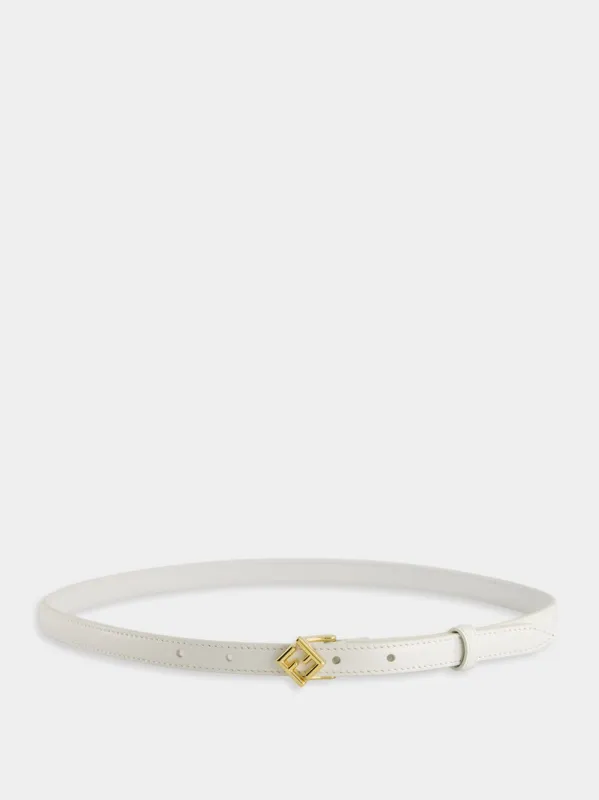 White FF Diamonds Leather Belt sold by Fashion Clinic