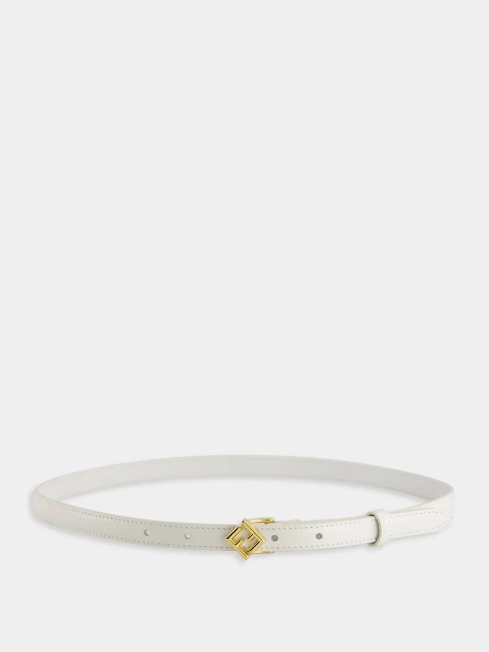 White FF Diamonds Leather Belt sold by Fashion Clinic