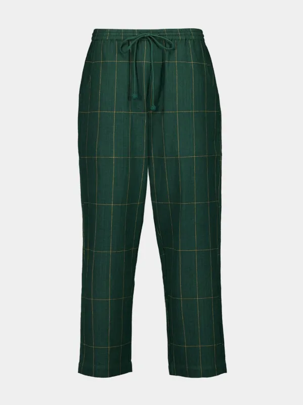 Emerald Green Anthem Hand-Woven Cotton Pants sold by Fashion Clinic