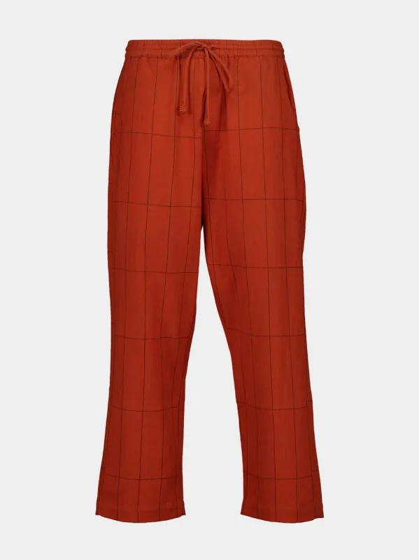 Dark Orange Anthem Hand-Woven Cotton Pants sold by Fashion Clinic