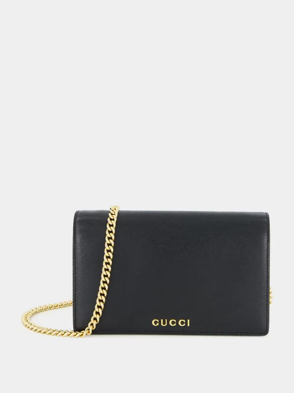 Black Chain Wallet with Script sold by Fashion Clinic
