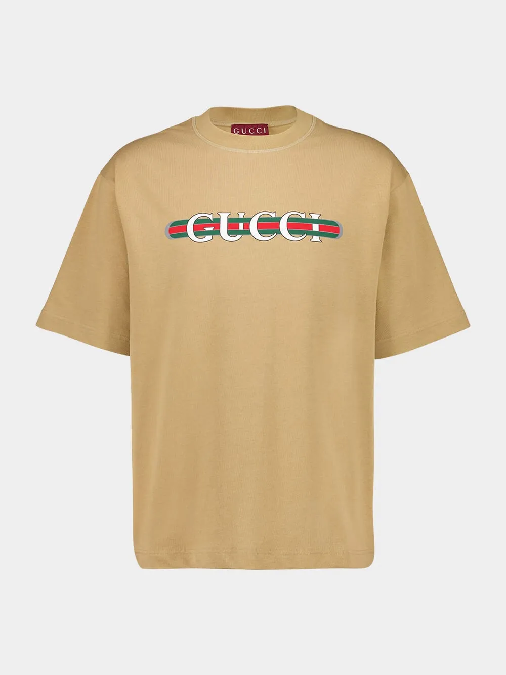 Camel Printed Cotton Jersey T-Shirt sold by Fashion Clinic