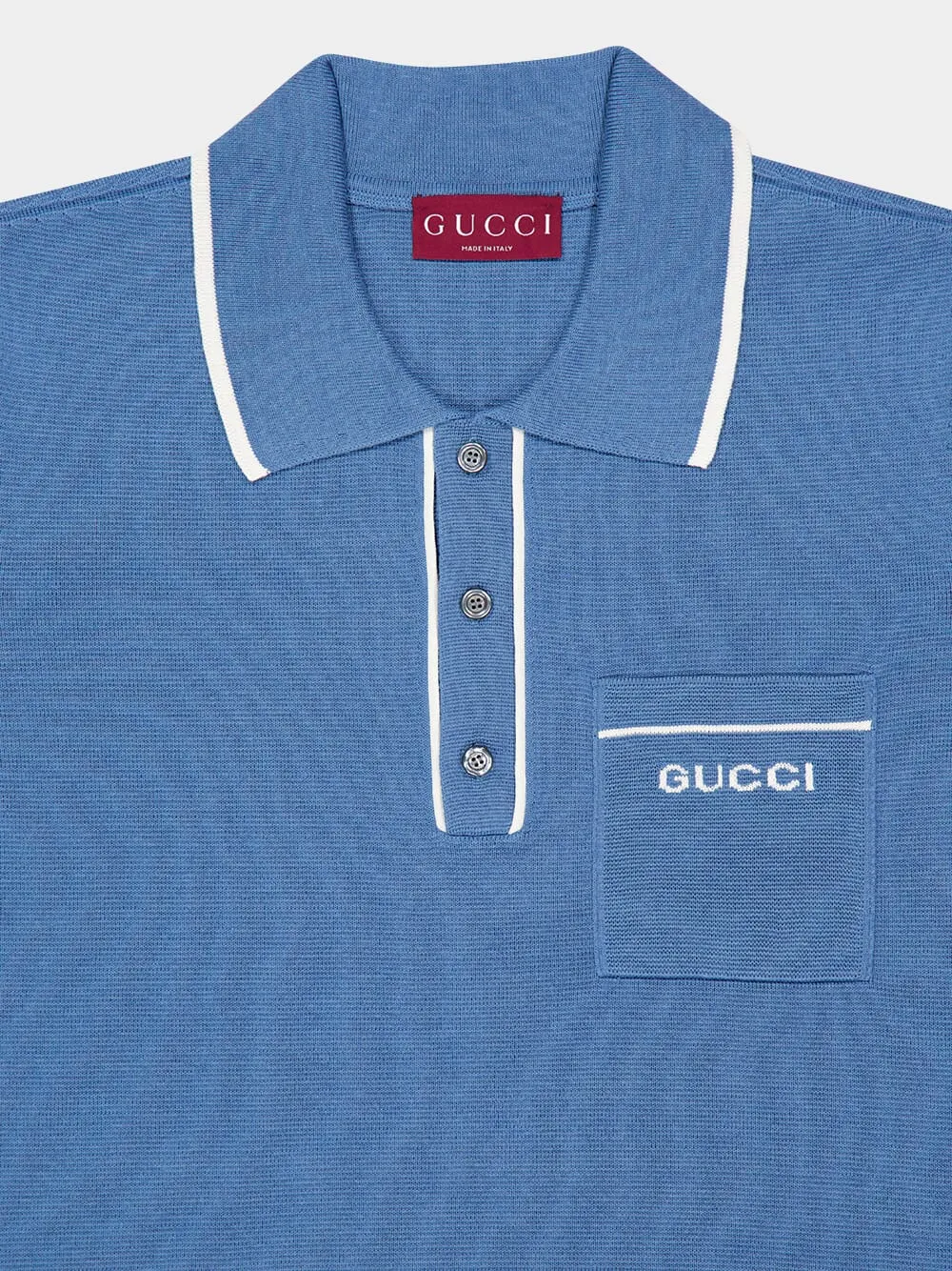 Blue Silk-Cotton Short-Sleeve Polo sold by Fashion Clinic product image thumbnail 3