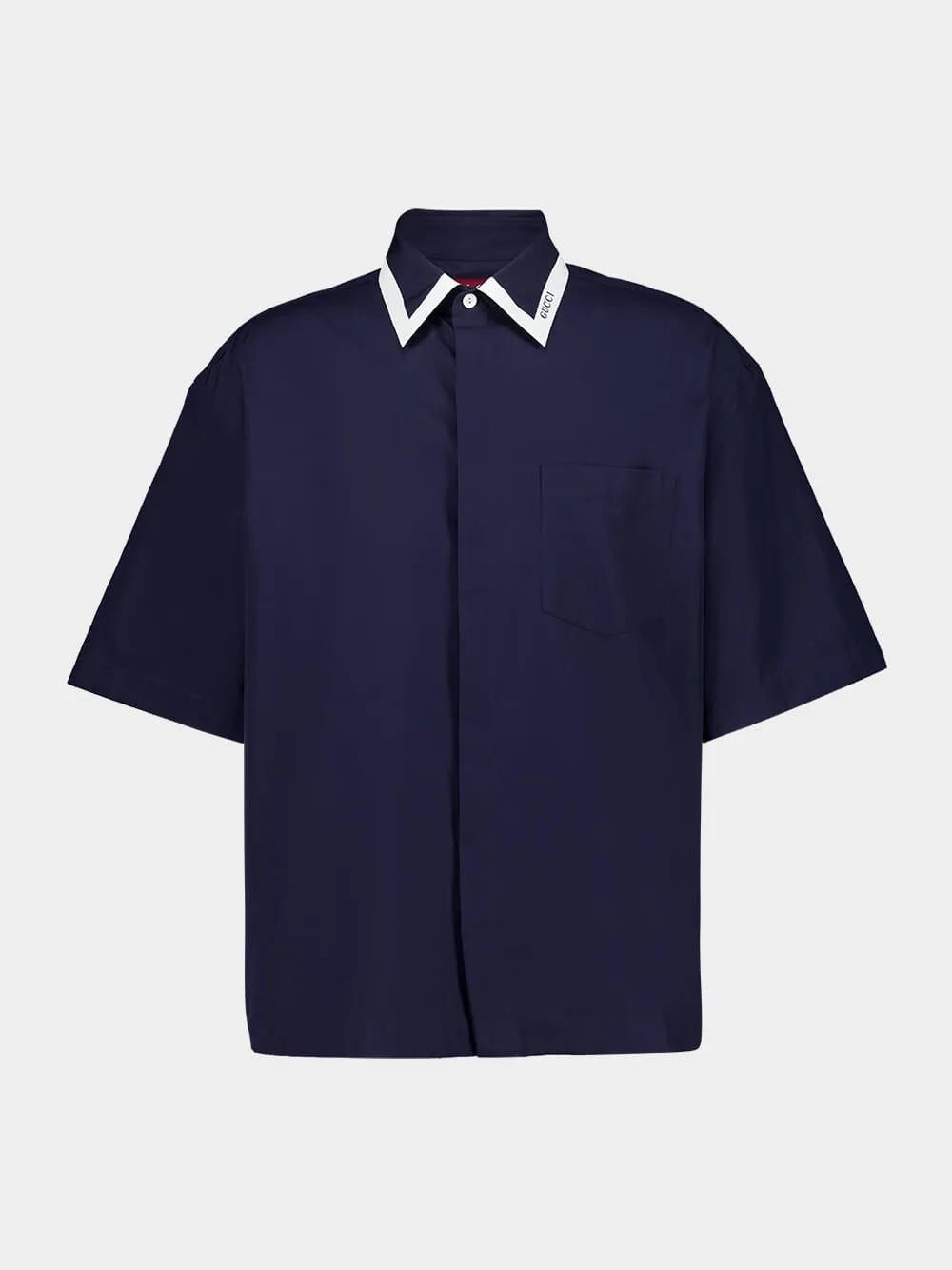 Dark Blue Heavy Poplin Cotton Shirt sold by Fashion Clinic