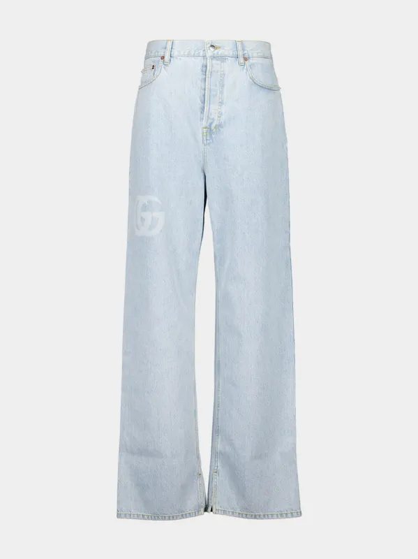 Light Blue Baggy Fit Bleached Jeans sold by Fashion Clinic