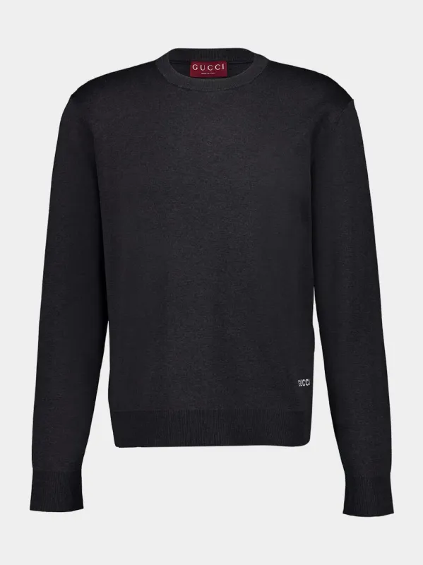 Grey Silk Cotton Crewneck Jumper sold by Fashion Clinic