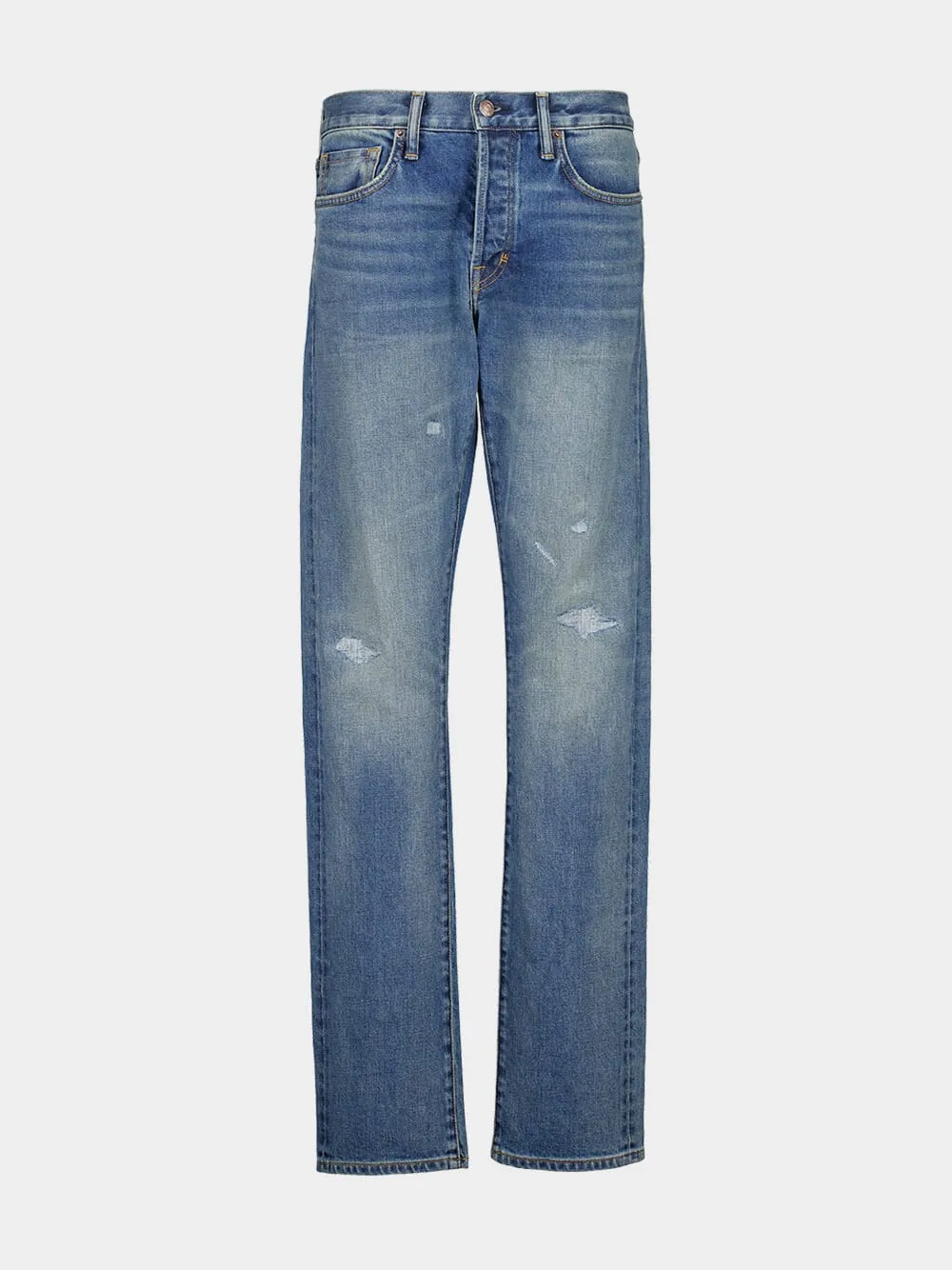 Blue Straight-Fit Selvedge Denim Jeans sold by Fashion Clinic