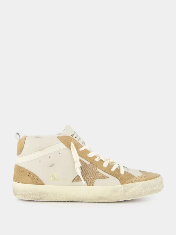 Grey Morn and Light Brown Mid Star Nubuck Leather Sneakers sold by Fashion Clinic