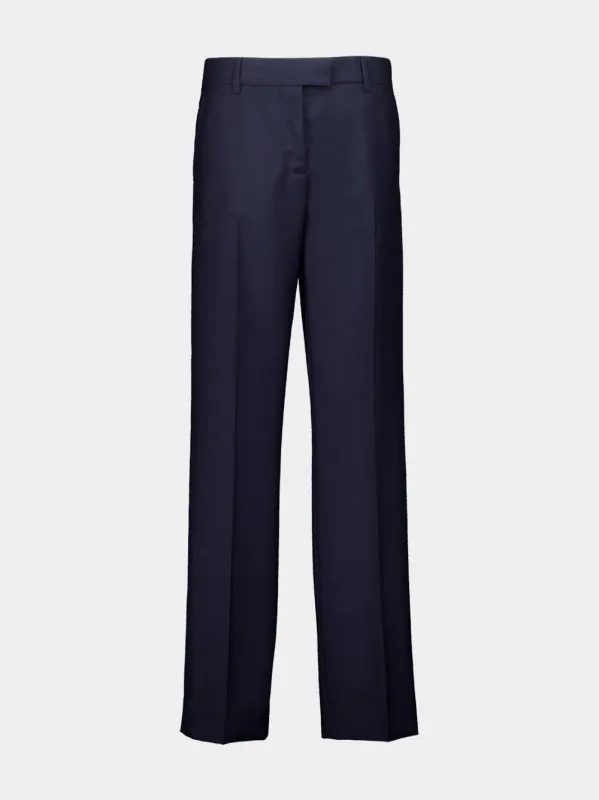 Navy Kid Mohair Tailored Trousers sold by Fashion Clinic