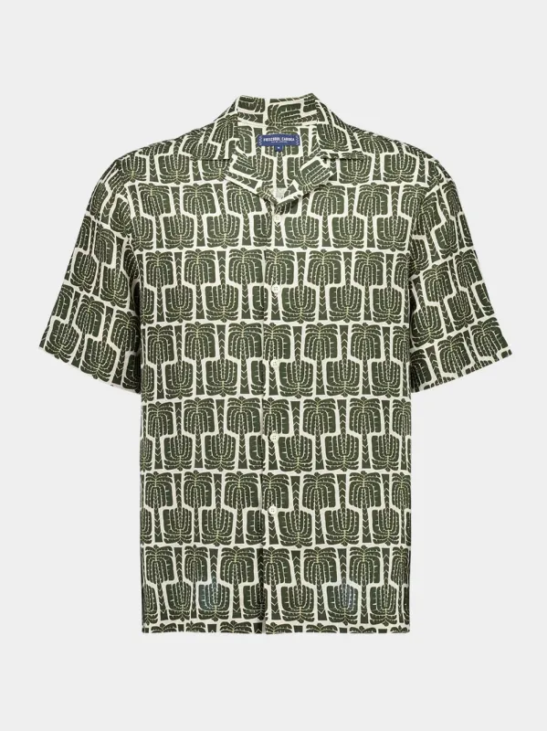 Dark Olive Roberto Linen Shirt sold by Fashion Clinic