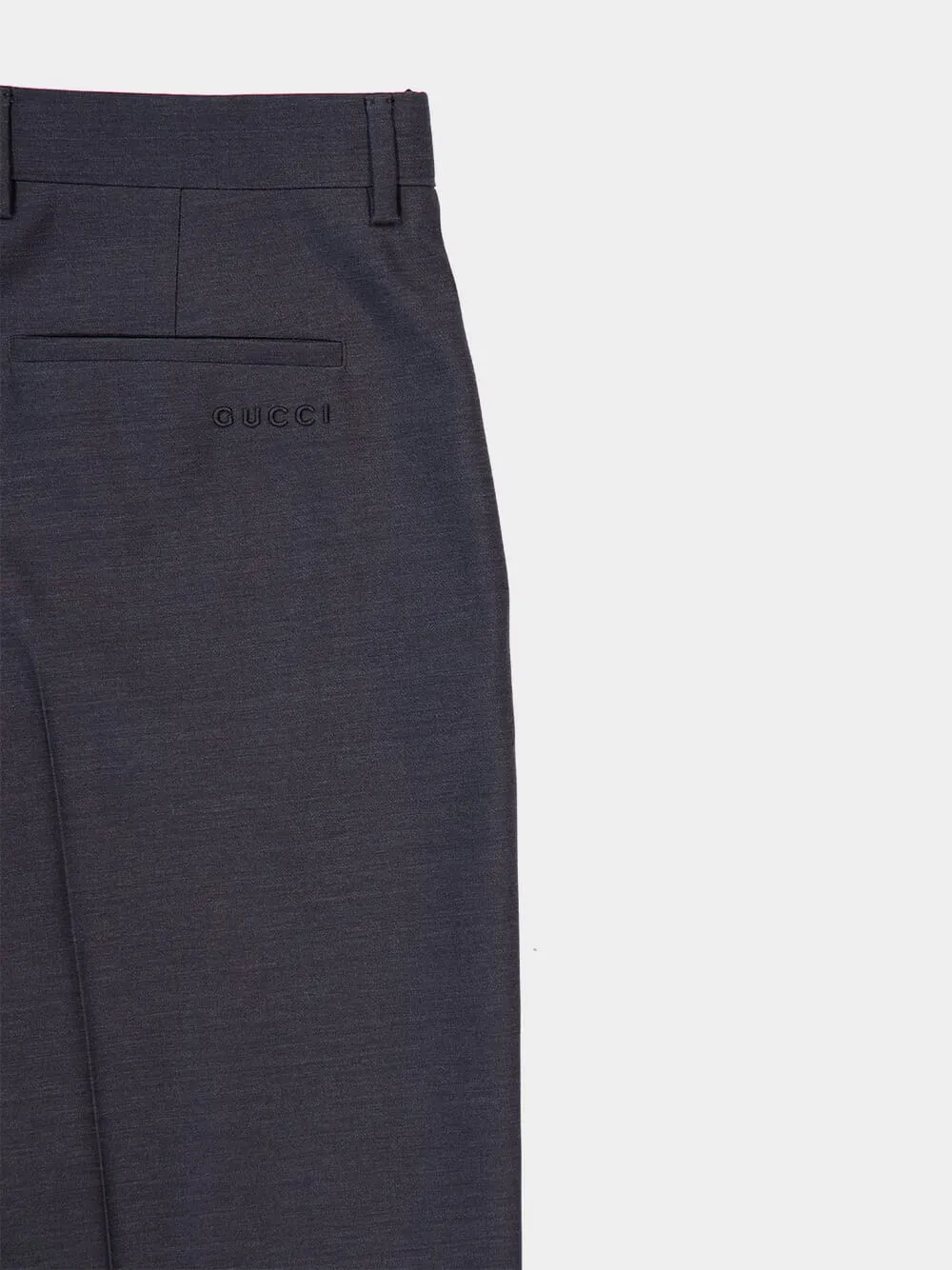 Grey Oversized Low-Waist Wool Trousers sold by Fashion Clinic product image thumbnail 5