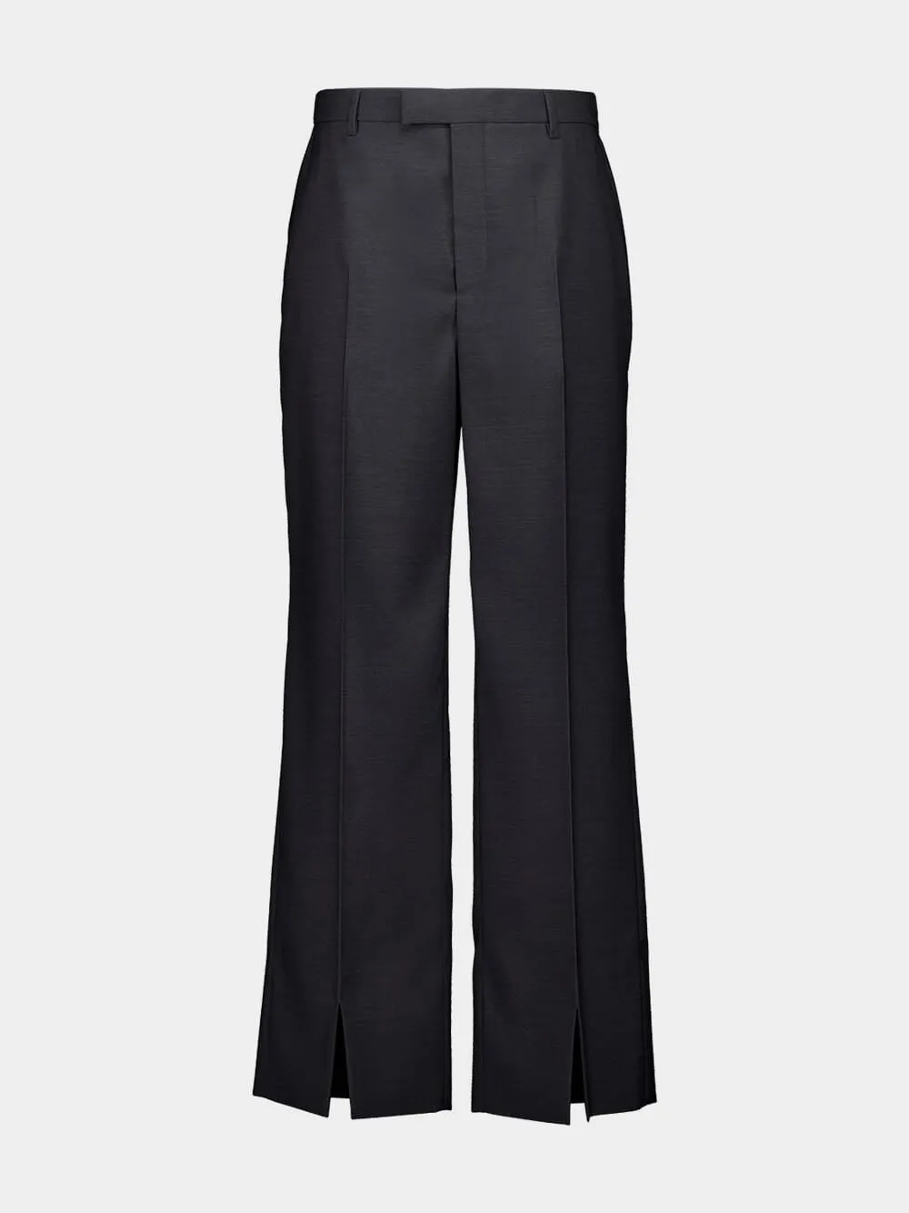 Grey Oversized Low-Waist Wool Trousers sold by Fashion Clinic