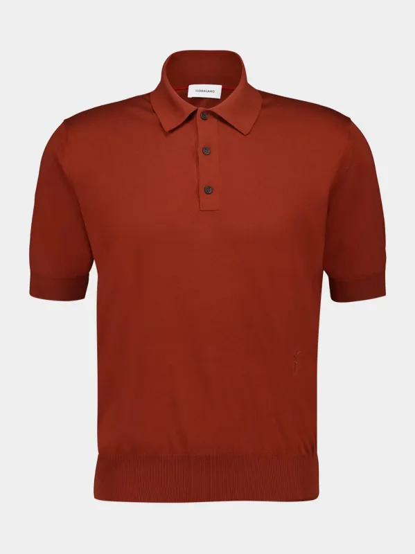 Brown Silk Cotton Knit Polo sold by Fashion Clinic